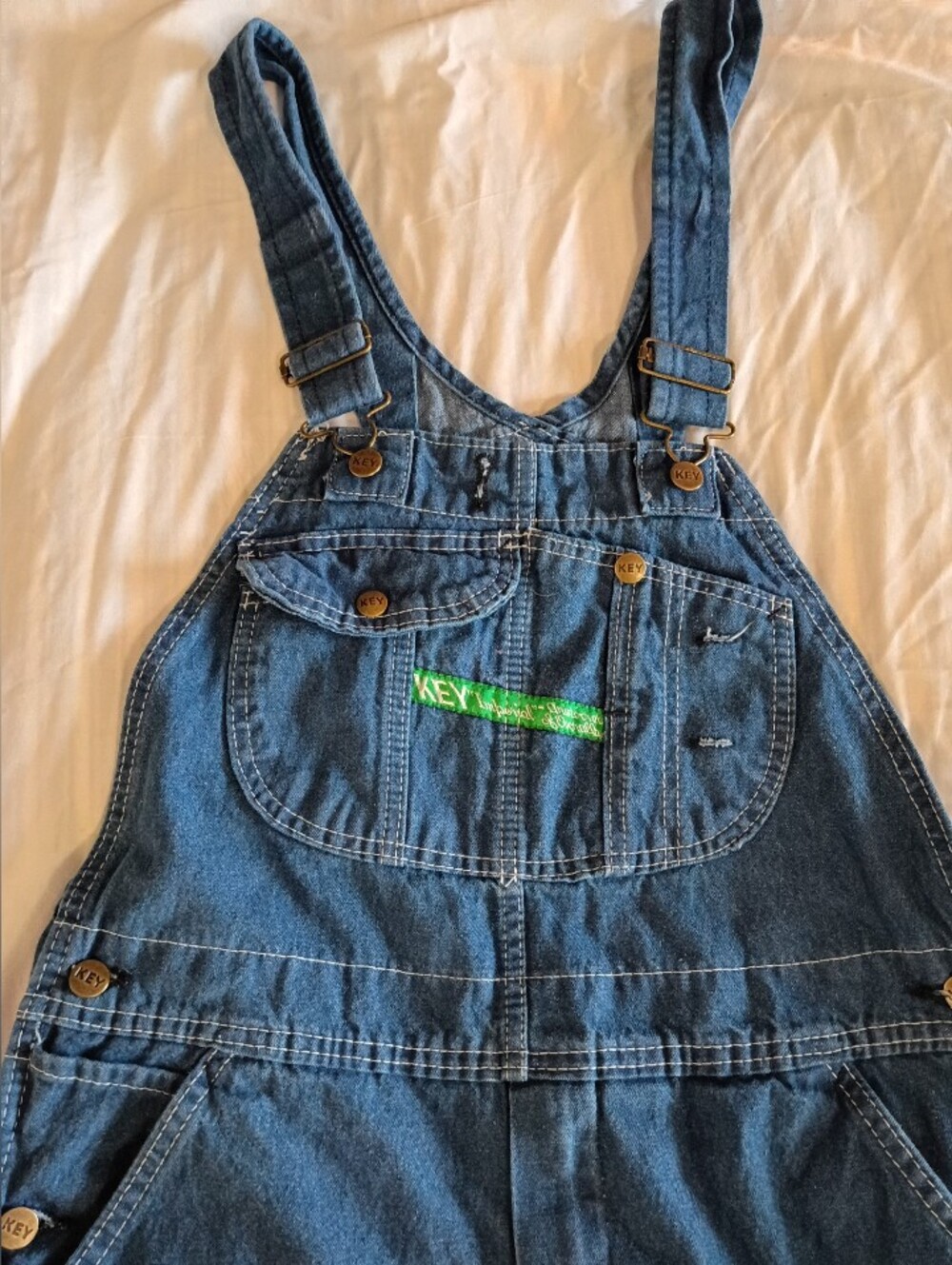 Men's Blue Denim Vintage Key Overalls Size XL Tall